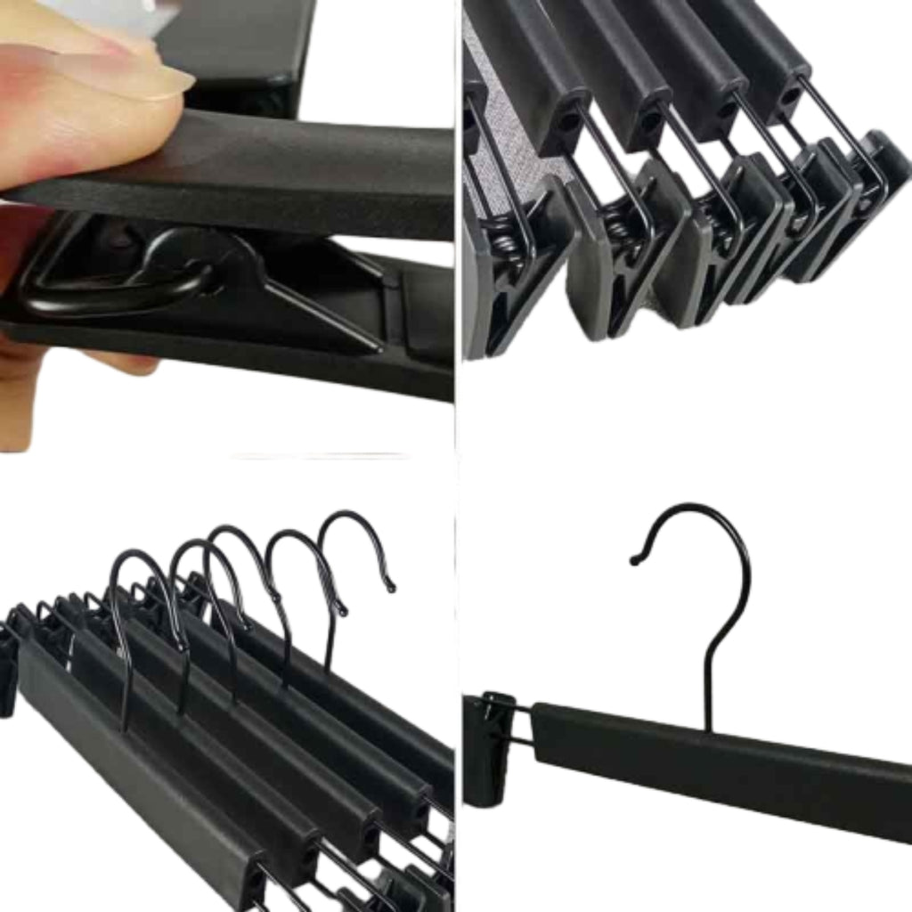 Black Metal Clip Trouser Hangers (Set of 10)