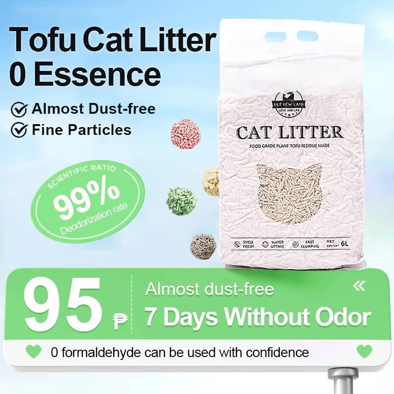 8 Pack Tofu Cat Litter 6L/2.35kg - Clumping Flushable Cat Sand