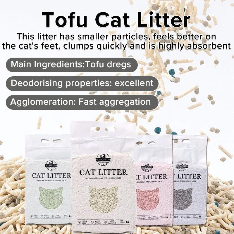 8 Pack Tofu Cat Litter 6L/2.35kg - Clumping Flushable Cat Sand