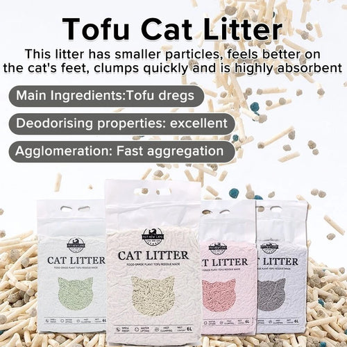 8 Pack Tofu Cat Litter 6L/2.35kg - Clumping Flushable Cat Sand